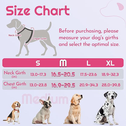 Eagloo Dog Harness Medium Sized, Easy Wearing with 3 Buckles, Adjustable No Pull Pet Harness with 2 Rings for Walking, No Chock Reflective Soft Padded Vest with Control Handle, Pink &amp; Black, M