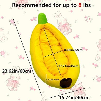 Rabbit Bed,Bunny Bed,Thick&amp;Soft with Removable Mat,Machine Washable Guinea Pig Cushion,Cozy Rabbi Plush House,Warm Small Animal Sleeping Beds(Yellow Banana Shape-L)