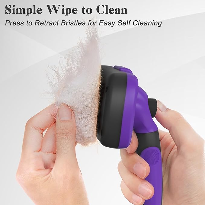Swihauk Self Cleaning Slicker Brush for Dogs &amp; Cats, Skin Friendly Pet Grooming for Shedding, Deshedding, and Hair Removal - Puppy Brush for Long Haired Pets, Pet Supplies, Purple