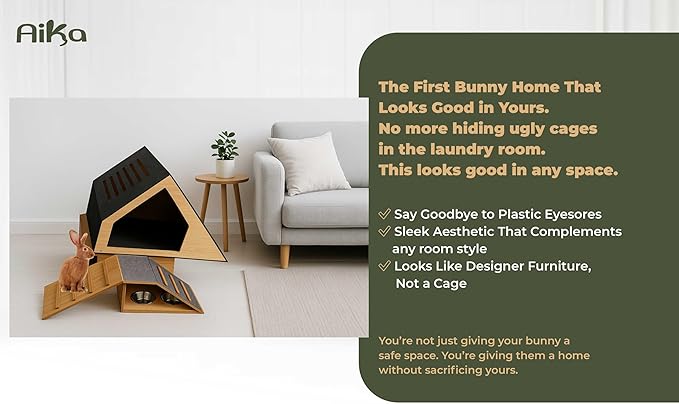 Wooden Rabbit Hideout Castle – Indoor Bunny House &amp; Hut for Rabbits, Guinea Pigs, Chinchillas &amp; Small Pets – Medium Size Habitat – Durable Wooden Rabbit House for Indoor &amp; Outdoor Use