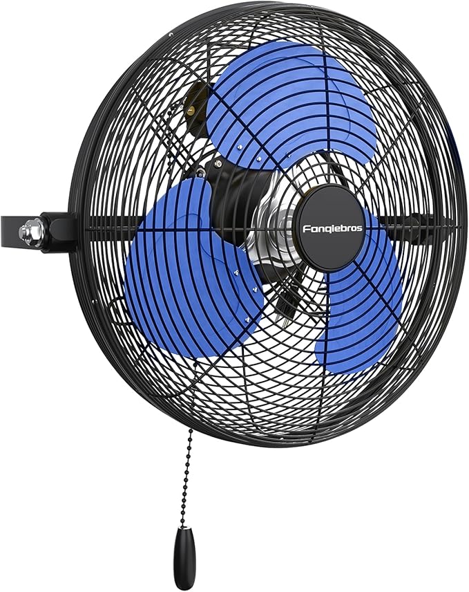 12 IN High Velocity Wall Mount Fan, 3 Speed Industrial Wall Fan with Sealed Motor, 2500 CFM Adjustable Air Circulator for Garage, Commercial, Greenhouse, Warehouse &amp; Gazebo Use, UL Listed