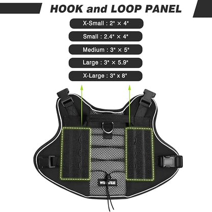 WINSEE Service Dog in Training Mesh Harness with 10 Pet Patches, Soft Air Mesh Breathable Tactical Dog Molle Vest, Reflective Military Pet Vest for Walking Hiking for Large Dogs
