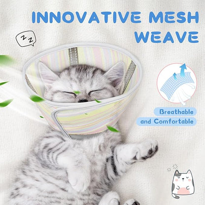 Supet Cat Cone Collar After Surgery, Soft Mesh Recovery Collar for Cats to Stop Licking and Scratching, Plastic Cone Alternative for Small Dogs, Medium, Large Cats