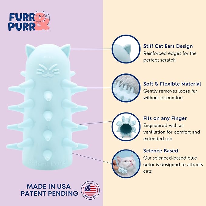 Furr&amp;Purr Cat Brush Set for Indoor Cats - Grooming Tools: Face Scratcher, Calming Massager, and Scratching Pad (2-Pack, Made in the USA)