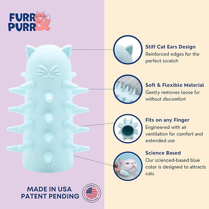 Furr&amp;Purr Cat Brush Set for Indoor Cats - Grooming Tools: Face Scratcher, Calming Massager, and Scratching Pad (2-Pack, Made in the USA)
