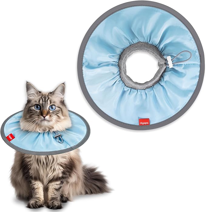 Agape Comfortable Cat Cone - Lightweight Soft Recovery Collar for Cats After Surgery - Protective E-Collar for Small, Medium, and Large Cats - Stops Licking &amp; Scratching - Wound Care