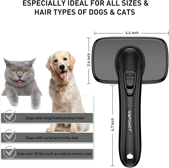 Dog Brush for Shedding &amp; Grooming Small Medium Large Dogs &amp; Cats - Remove Loose Fur, Knot, Undercoat. Suitable for Long Short Hair Lengths sensitive Animals, Black