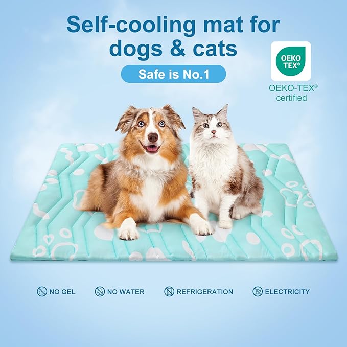 BEAUTYZOO Upgrade Dog Cooling Mat Extra Large, Reversible Self-Cooling Mat for Dogs, Thicken Pet Ice Cool Pad Blanket for Summer Kennel Sofa Bed Floor Car Seat, Machine Washable&amp;Foldable, 59"x40"
