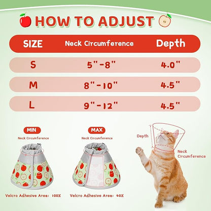 Cat Cone Collar Soft to Stop Licking, Adjustable, Foldable Lightweight Kitten Cones After Surgery Recovery for Cats &amp; Kittens, Cat Cone Alternative (AppleRed, M)