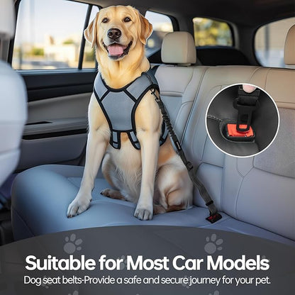 Thickened Dog Seat Belt for Car, 3 Pack Set Retractable Dog Car Leash Adjustable Dog Seat Belt for Vehicle Nylon Pet Safety Seat Belts Heavy Duty &amp; Elastic,Seat Belt for Large Dogs in Car, Black