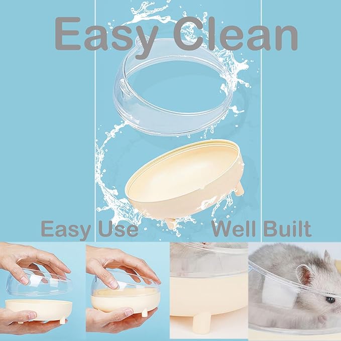 Meow&amp;Woof Hamster Sand Bath Container, Large Sandbox Toilet Gerbil Batheoom, Tiny Chinchilla Dust Bathtub Sand Bath Box for Hamster Cage Accessories 6.5 Inch-Pink