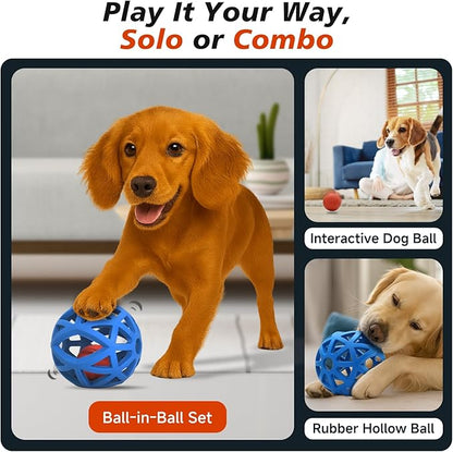 Interactive Dog Toy, Smart Jumping Bouncing Ball Inside Durable Rubber Shell, Automatic Moving Vibrating Ball for Medium/Large Dogs, Dog Enrichment Toy to Keep Them Busy (Blue &amp; Orange)