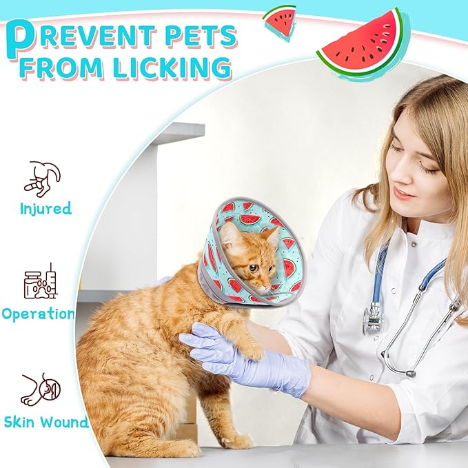 Cat Cone Collar Soft to Stop Licking, Adjustable, Foldable Lightweight Kitten Cones After Surgery Recovery for Cats &amp; Kittens, Cat Cone Alternative (Blue, L)