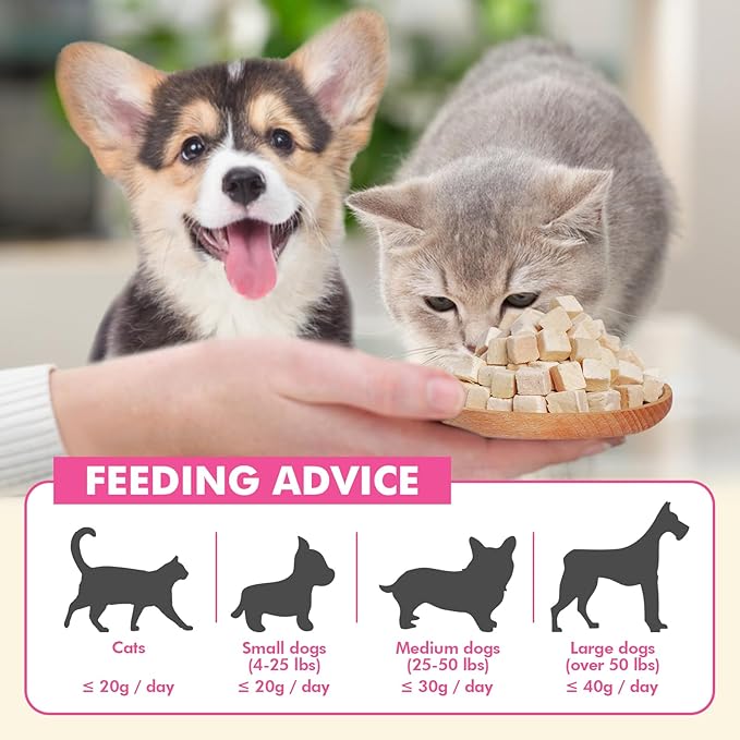 Freeze Dried Cats &amp; Dogs Raw Treats, All Natural Single Ingredient Chicken Breast, High Protein Healthy Pet Training Treats or Food Topper, 3.5 oz