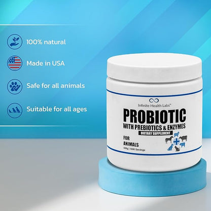 Probiotics for Dogs and Cats - Vet Formulated Pet Prebiotic &amp; Enzyme Powder for Digestive, Gut &amp; Immune Health - 1600 Servings (400 g)