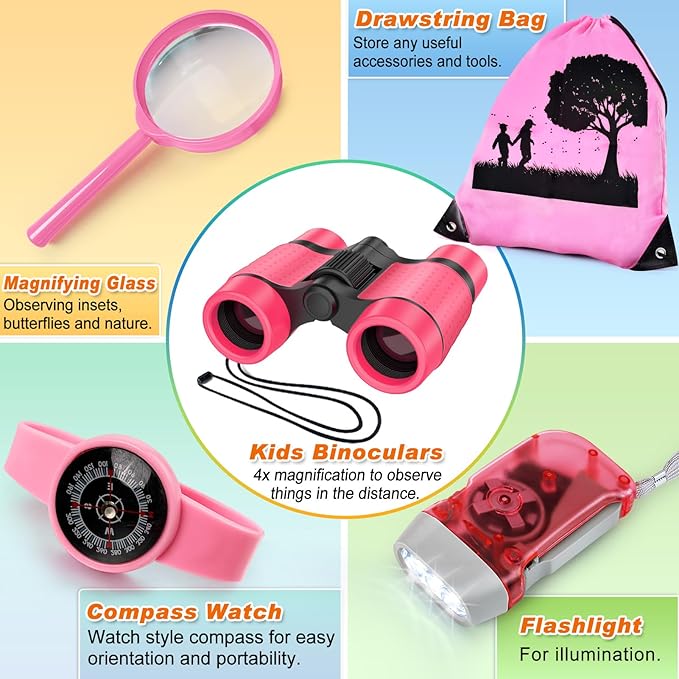 Kids Explorer Kit &amp; Bug Catcher Kit, Camping Gear for Kids, Outdoor Exploration Set with Backpack &amp; Binoculars, Ideal Outdoor Adventure Toys for Boys Girls 3-12
