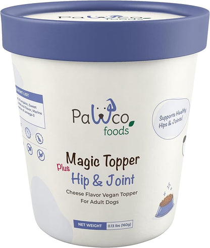 PawCo Magic Topper Hip &amp; Joint Support - Vegan Dog Topper with Omega-3, Grain-Free Meal Enhancer for Senior Dogs, 160g