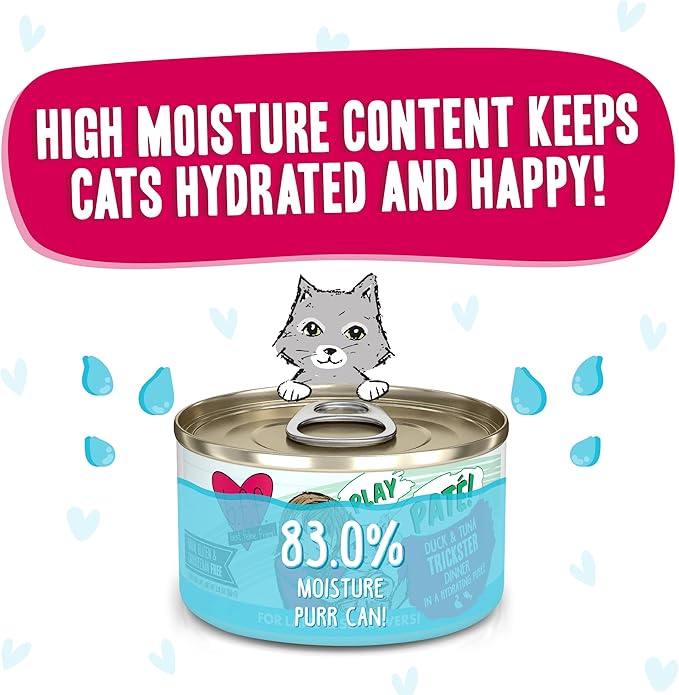 Weruva B.F.F. Play - Best Feline Friend Paté Lovers, Aw Yeah!, Duck &amp; Tuna Trickster with Duck &amp; Tuna, 2.8oz Can (Pack of 12)