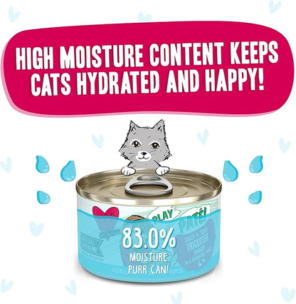 Weruva B.F.F. Play - Best Feline Friend Paté Lovers, Aw Yeah!, Duck &amp; Tuna Trickster with Duck &amp; Tuna, 2.8oz Can (Pack of 12)