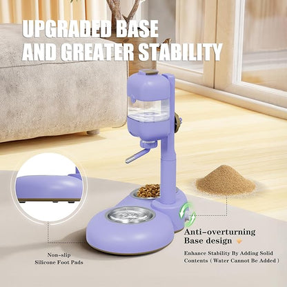 Dog Bowls with Puppy Weaning Bottles,3 in 1 Bowl Set with Water Dispenser and 2 Food Grade Stainless Steel Dog Bowls,15°Tilted Cat Food and Water Bowl Set for Cats,Bunnies,Ferrets