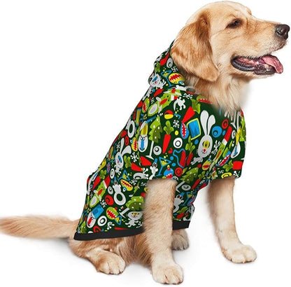 Christmas Green Monster Hoodie,Christmas Cosplay Dog Clothes with Pocket and Hat Winter Clothes Sweaters Medium