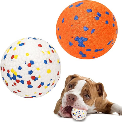 Dog Balls for Aggressive Chewers, Indestructible Bouncy Floating Balls for Training Dog Catch and Fetch, Sturdy Solid Tennis Ball Toys for Large Medium Small Dogs - 2.75in - Orang&amp;White - 2pcs