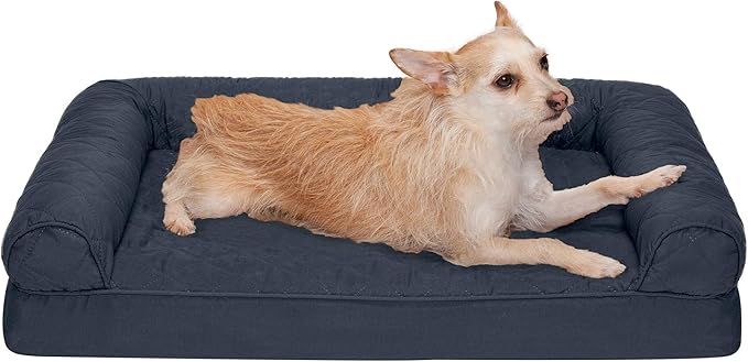 Furhaven Orthopedic Dog Bed for Medium/Small Dogs w/ Removable Bolsters &amp; Washable Cover, For Dogs Up to 35 lbs - Quilted Sofa - Iron Gray, Medium