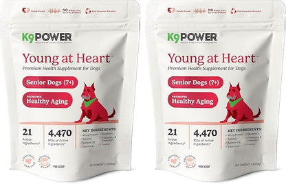 K9 Power Young at Heart Senior Dog Multivitamin 1 lb – Supplement for Brain Heart, Vision &amp; Mobility Support in Senior Dogs - Pack of 2