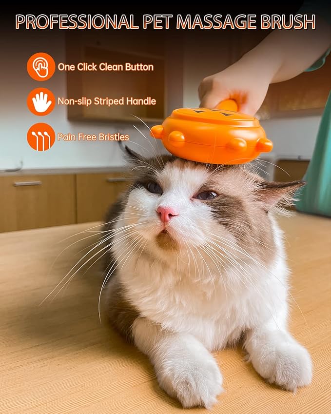 Pet Demon Brush, Cute Self Cleaning Slicker Brush for Dogs Cats Puppy Rabbit, Professional Pet Grooming Hair Removal Tool for Short &amp; Long Hair