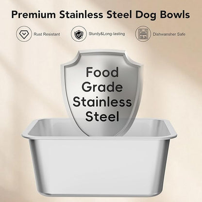 Decflow 10L Stainless Steel Dog Water Bowl, No Spill Anti-Splash Dog Bowls with XXL Silicone Mat, Spill-Proof Slow Feeder for Messy Drinkers, Heavy Duty Pet Bowls for Indoor/Outdoor Use