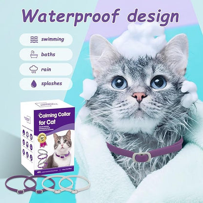 Calming Collar for Cats - 4 Pack, Adjustable Size, Efficiently Reduces Anxiety &amp; Stress for 30 Days, Safe Cat Pheromone Collars, Calming Cat Collar