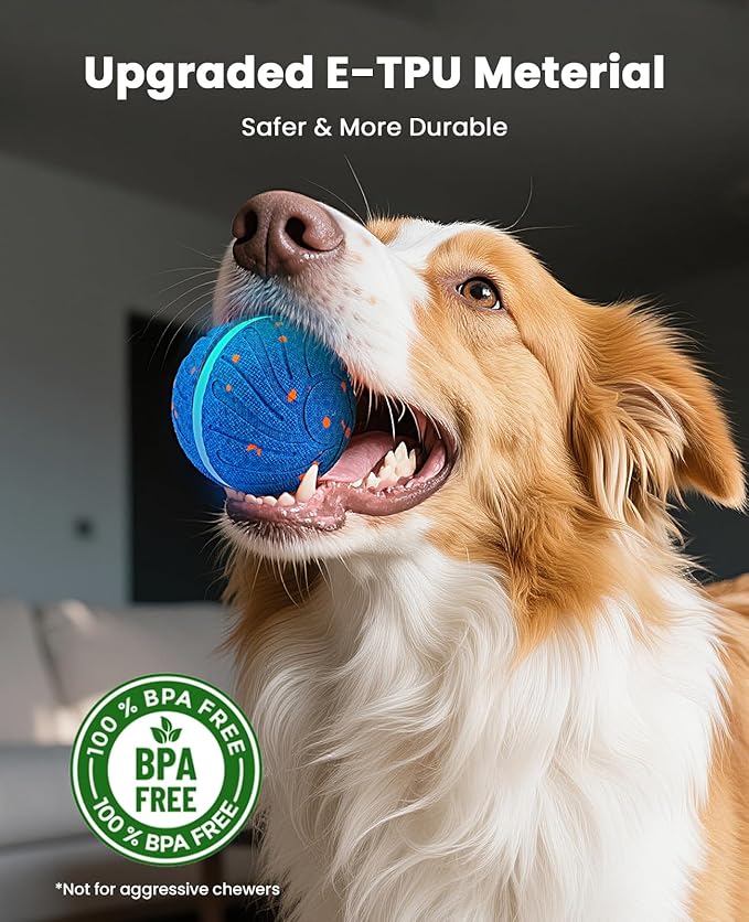 Smart Interactive Dog Balls, Automatic Moving Ball for Medium and Large Dogs, E-TPU New Material, Motion Activated Rolling &amp; Rotating Bouncy Toy for Dog Enrichment &amp; Stimulation