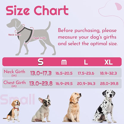 Eagloo Dog Harness Small Sized, Easy Wearing with 3 Buckles, Adjustable No Pull Pet Harness with 2 Rings for Walking, No Chock Reflective Soft Padded Vest with Control Handle, Pink &amp; Black, S