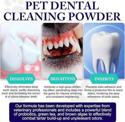 Dog Teeth Cleaning Powder - Dog Dental Powder - Plaque Off Pet Tooth Cleaning lab co - Targets Tartar &amp; Reduces Plaque &amp; Bad Breath - Teeth Cleaning Made Easy