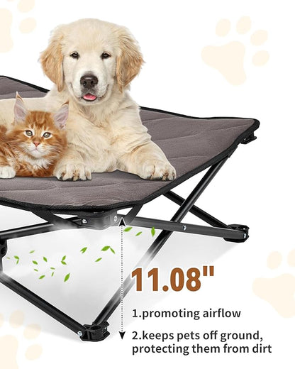 KingCamp Elevated Dog Bed for Medium Dogs, Outdoor Raised Cooling Pet Cot Bed with Washable Breathable Mesh &amp; No-Slip Feet Perfect for Camping, Backyard, Indoor Use (Medium, Black)