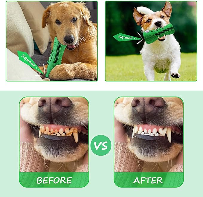 Dog Toys for Aggressive Chewers Large Medium Breed, Indestructible Dog Toothbrush Chew Toys, Squeaky Interactive Tough Extremely Durable, Dogs Toys to Keep Them Busy