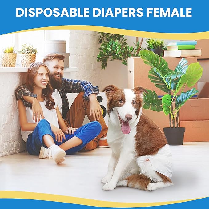 IMMCUTE Female Dog Diapers 30 Count,Super Absorbent Disposable Dog Diapers Female with Flash Dry &amp; Leakproof, Doggie Diapers for Heat Cycle,Excitable Urination (X-Small)