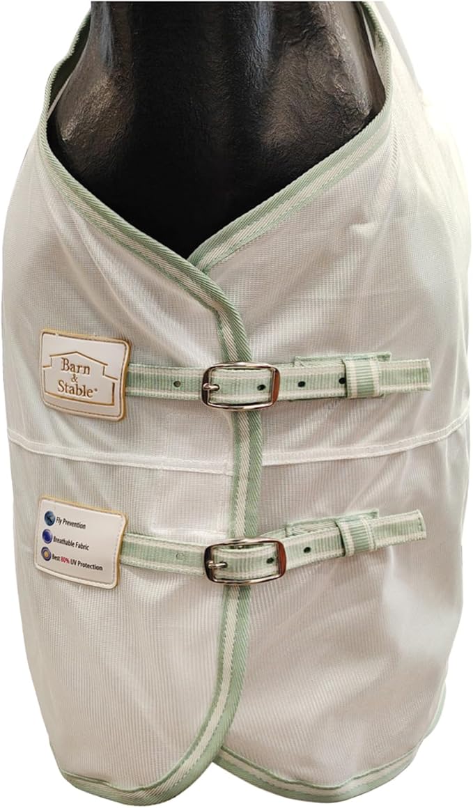 BARN &amp; STABLE Breathable and Tear-Resistant Horse Fly Sheet with UV Protection Equine Summer Sheet Horse Fly Blanket with Removable Web Leg Straps