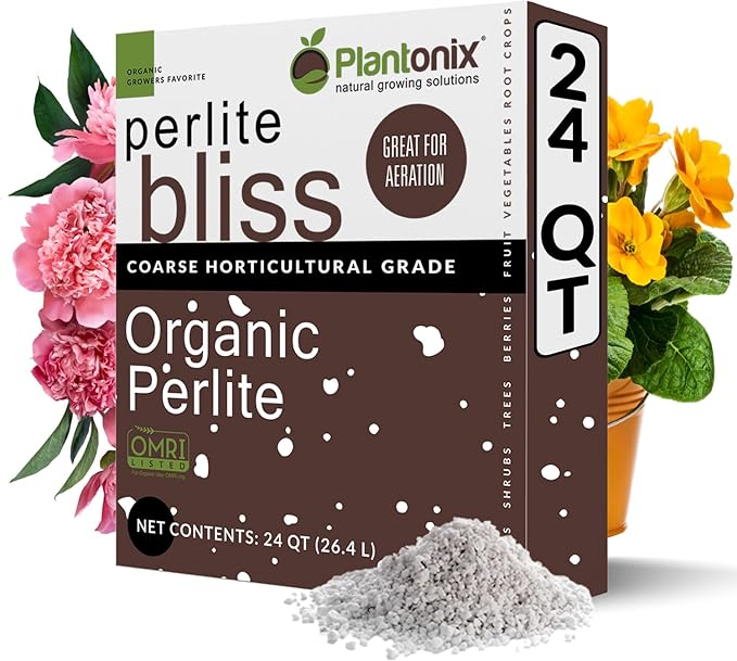 Perlite Bliss (24 Qts) - Organic Perlite for Plants - Coarse Perlite Bulk Soil Amendment - Chunky Perlite for Plants, Potting Soil, Garden Soil, &amp; Coco Coir - Horticultural Perlite for Gardening