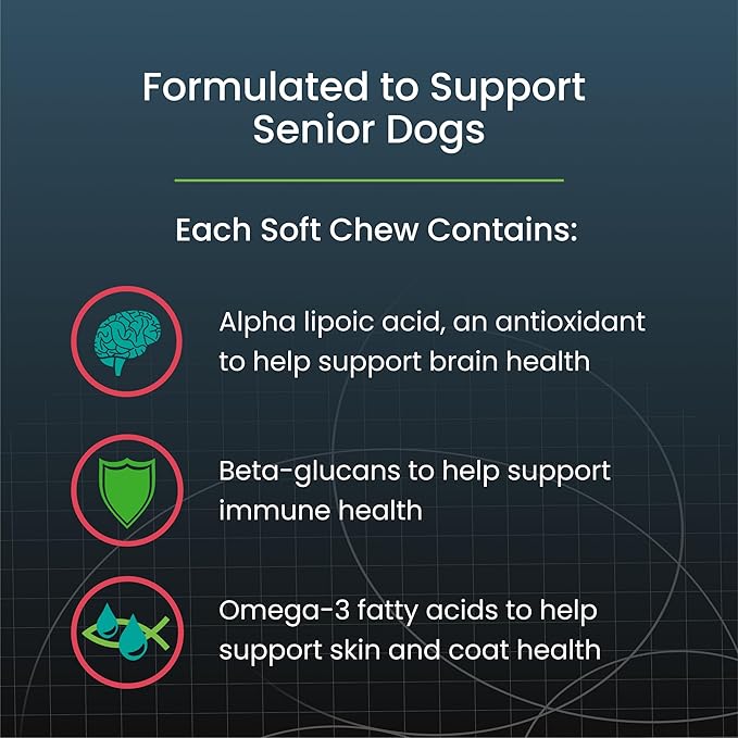 Nutramax Dasuquin Joint Health Supplement for Large Senior Dogs – for Immune Support, Skin &amp; Coat Health, and Brain Health, 84 Soft Chews