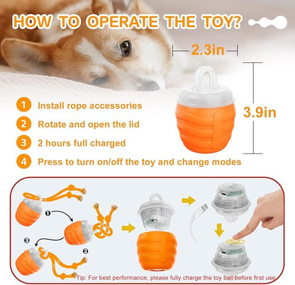 Interactive Dog Toys - [2025 Newly Upgraded] Motion Activated Ball for Small/Medium/Large Dogs, Automatic Moving Dog Toy Wicked Ball for Boredom &amp; Training, Music, USB Rechargeable (Orange)