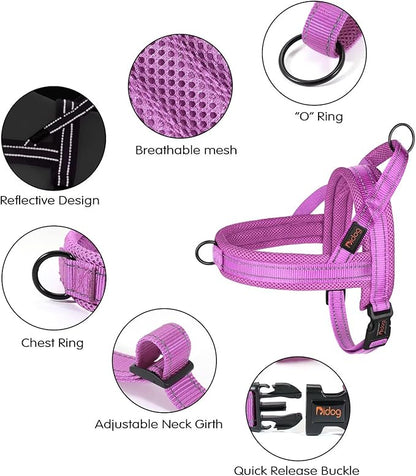 Didog No Pull Dog Harness with Soft Mesh Padded,Reflective &amp; Quick Fit Light Weight Dog Strap Vest Harness,Easy for Walking Training (L:Chest 26-32", Purple)