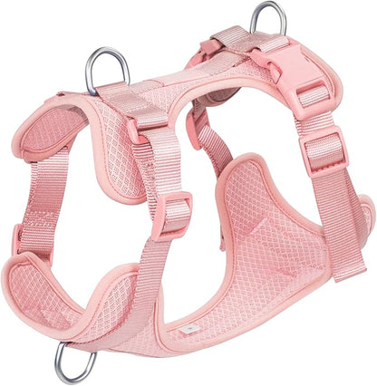 Wisedog Mesh Breathable Dog Harness: No Pull Harness with 3 Fast-Release Buckles Adjustable for Walking &amp; Training for Small Medium Large Dogs (Pink, S: Neck=14"-19"/Chest=13"-24")