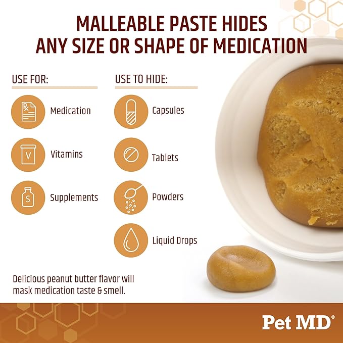Pet MD Wrap A Pill Peanut Butter Flavor Pill Paste for Dogs - Make a Pocket or Pouch to Hide Pills &amp; Medication - 8 oz