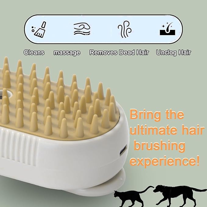 Cat Steam Brush for Shedding, 4 in 1 Rechargeable Pet Steam Brush for Dogs and Cats, Anti-Static, Massage, Cleaning, Shedding &amp; Combing All In One! (White)