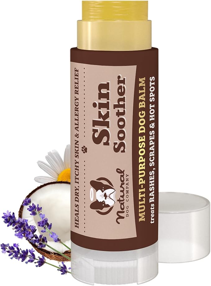 Natural Dog Company Skin Soother Balm for Irritation, Allergy &amp; Itch Relief for Dogs, Hot Spot Treatment, Dog Moisturizer for Dry Skin, Healing Ointment, Coconut Oil &amp; Vitamin E (0.15oz Travel Stick)