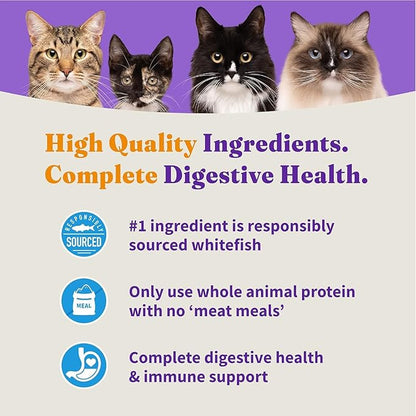 Halo Holistic Cat Food Wild Caught Salmon &amp; Whitefish Formula, Healthy Grains Dry Cat Food, For Sensitive Stomach Support, Kibble for Adult Cats, 6 lb Bag