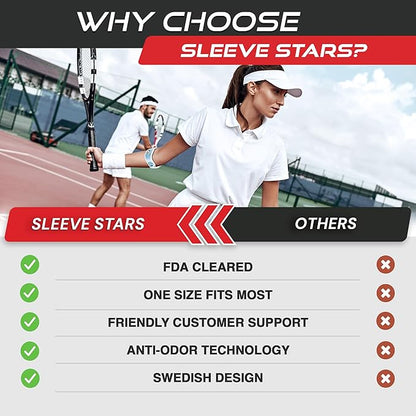 Sleeve Stars Tennis Elbow Brace for Men &amp; Women, Tendonitis Elbow Brace &amp; Strap Golfers Elbow Brace Counterforce Band for Tendon Pain Relief &amp; Support for Forearm w/ 3 Straps Fits 9-23" (Pair/Light Blue)