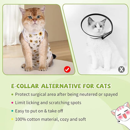 2 Packs Cat Surgery Recovery Suit Surgical Clothes Abdominal Wounds Anti-Licking Cat Bodysuit Onesie Substitute E-Collar&amp; Cone