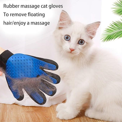 Zoocozy 2 in 1 Pet Hair Removal Glove for Cat Dog, Indoor Cat Grooming Gloves, Pet Washing Brush for Shedding Massage - Double-Sided Available(Dark Blue)